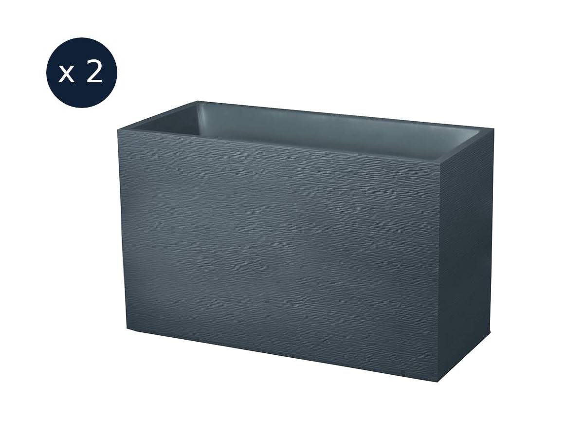 Eda - Lot de 2 Jardinières Muret Graphit 99,5 x 39,5 x 60 cm - 116 L - Gris anthracite - Eda - Image 1