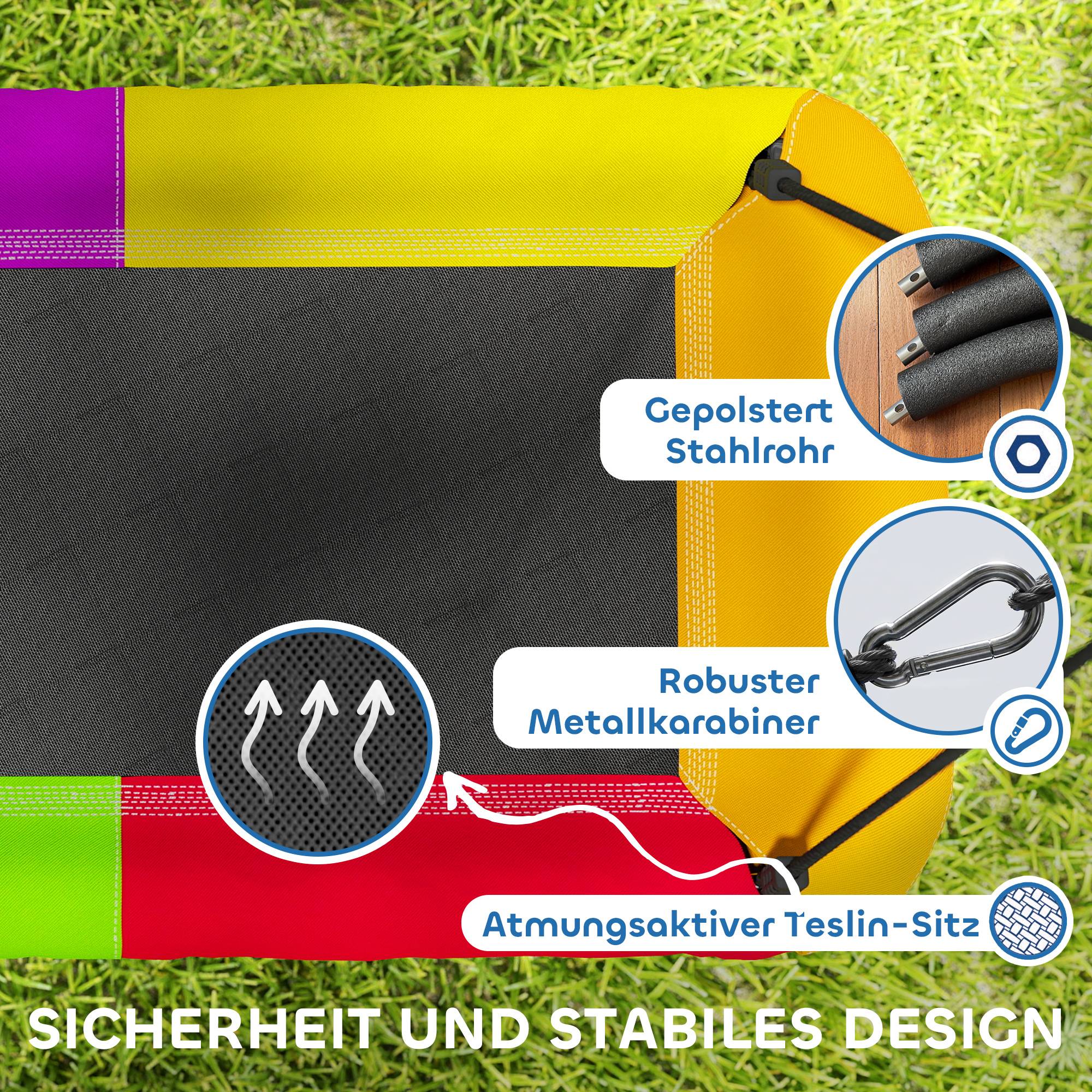 Balançoire nid suspendue réglable, charge 300 kg, cordes ajustables, pour 3-8 ans, 148×77×180 cm, multicolore, sécurisée - Image 4