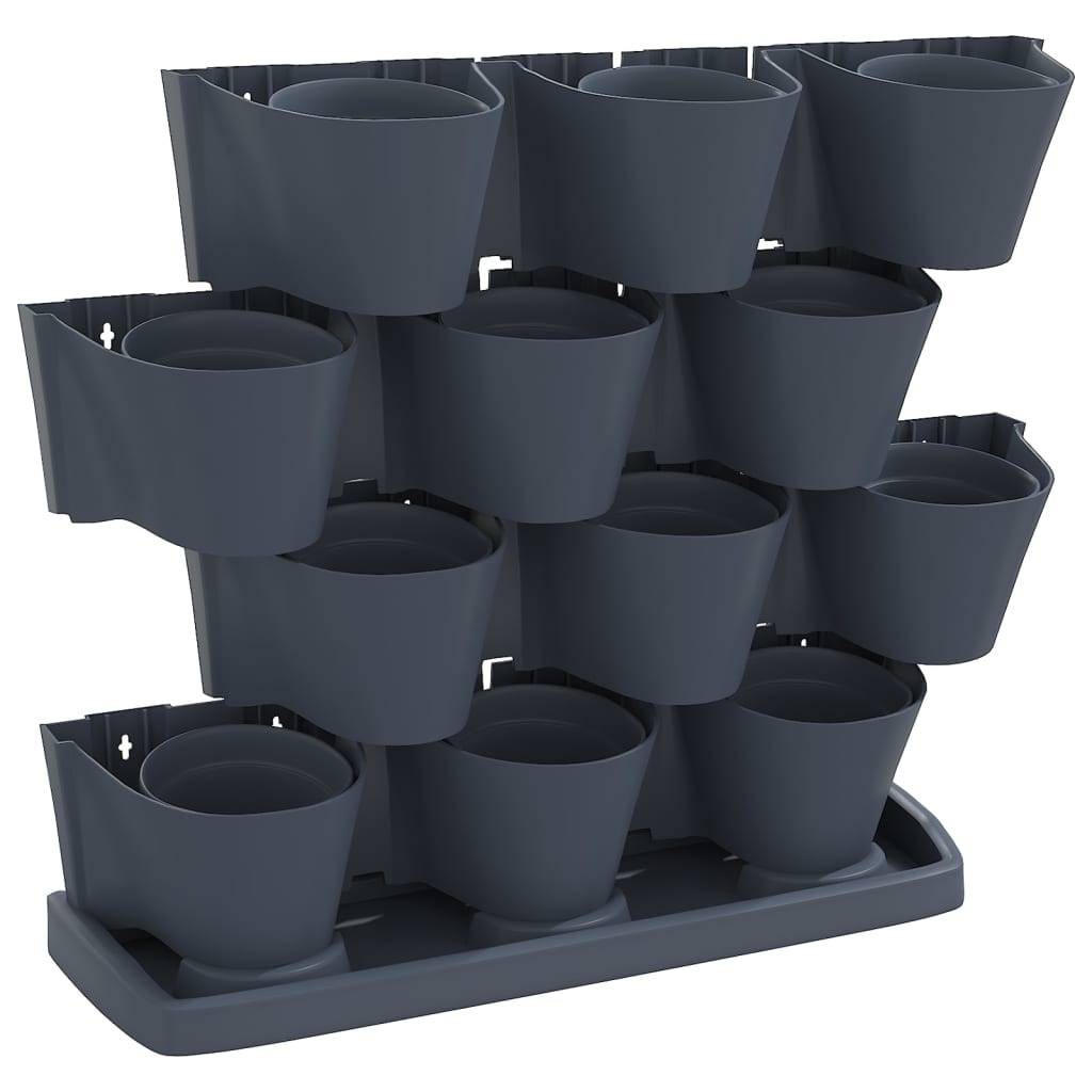 Vidaxl - Ensemble de jardinières verticales 12 pcs Anthracite PP vidaXL 152206 - Image 2