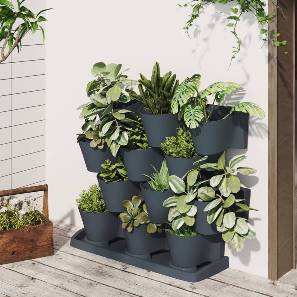 Vidaxl - Ensemble de jardinières verticales 12 pcs Anthracite PP vidaXL 152206 - Image 1
