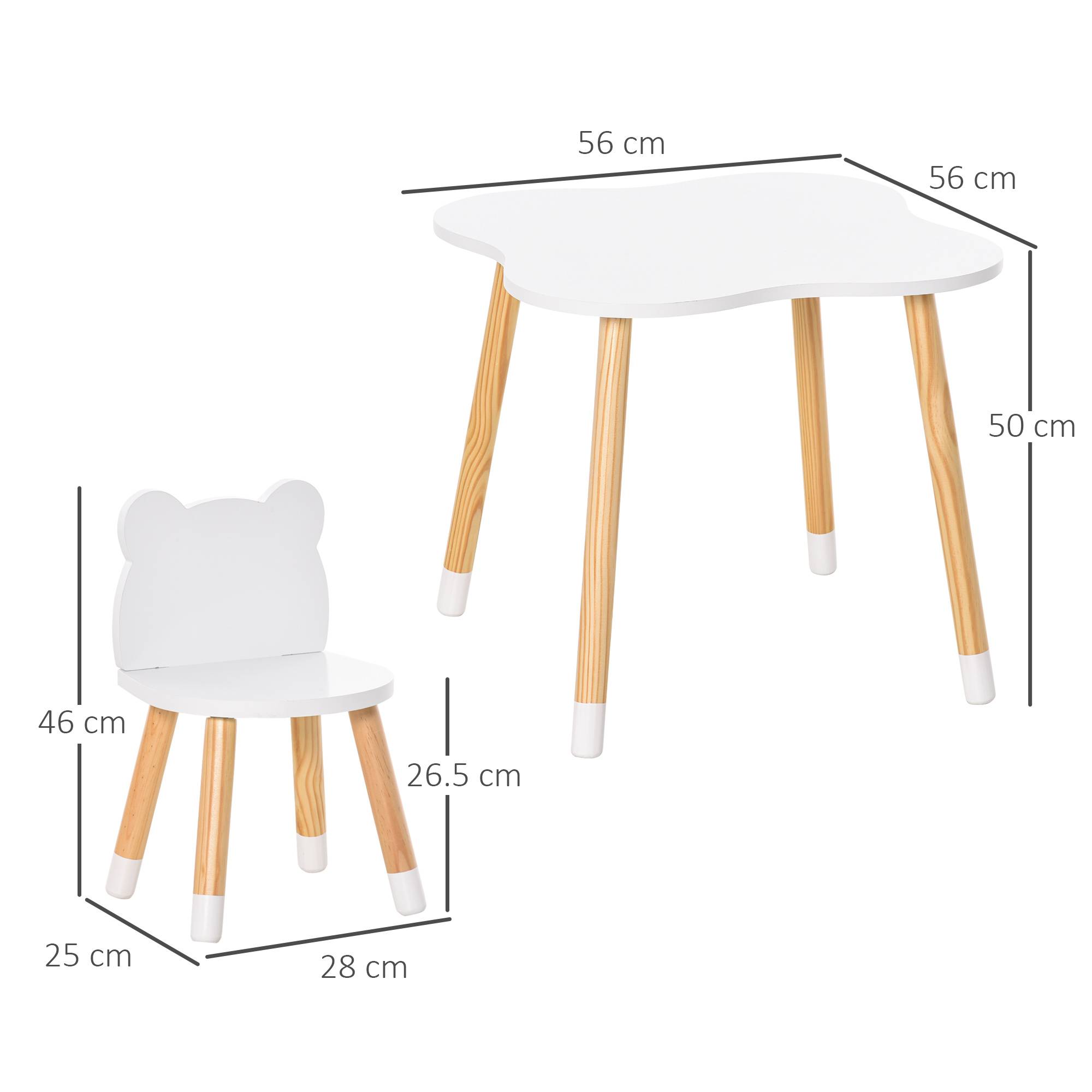 Petite table avec 2 chaises enfant forme ours en bois, blanc - Image 5