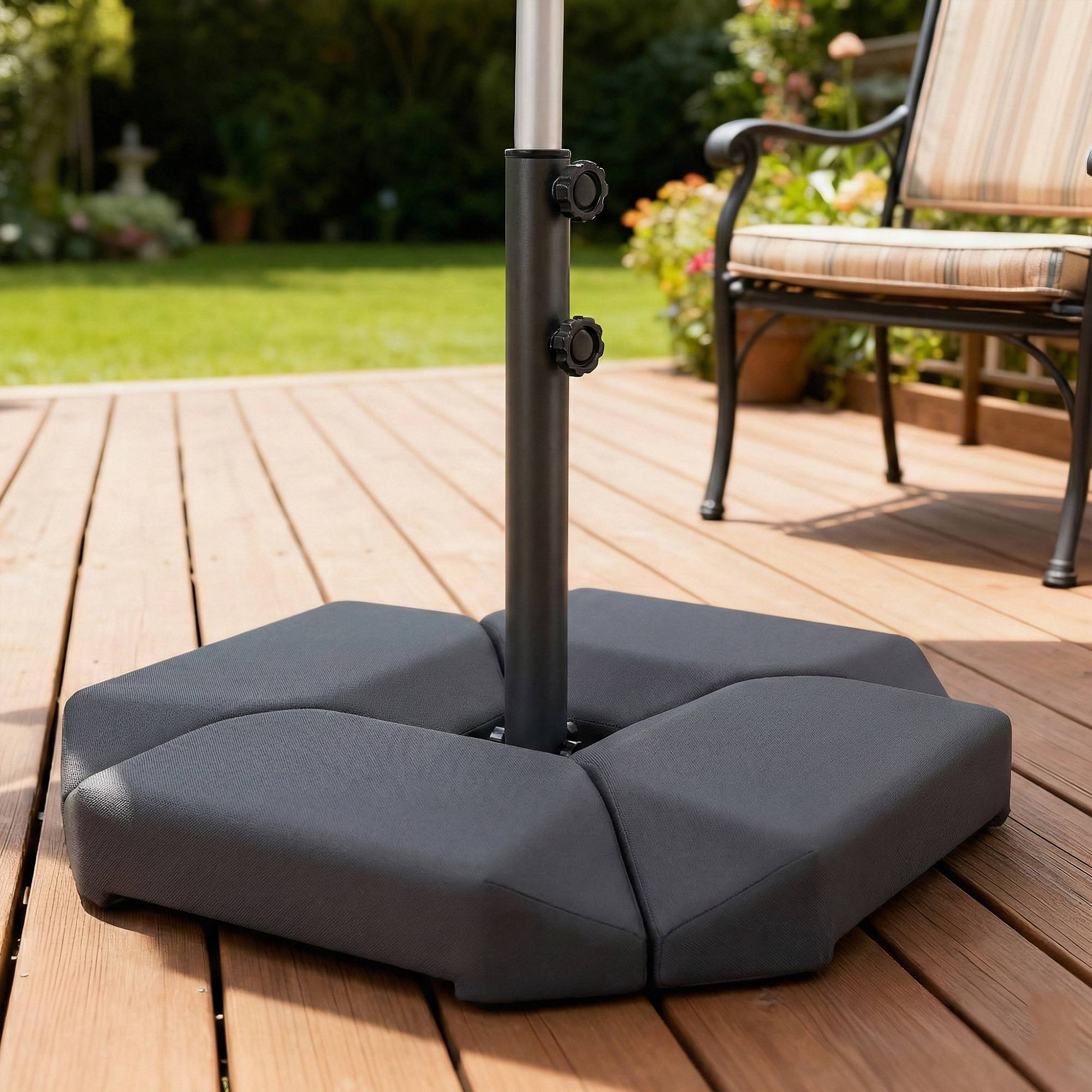 Base de parasol déporté en PEHD 4 parties, lestage eau 77 kg ou sable 100 kg, support stable - Image 4