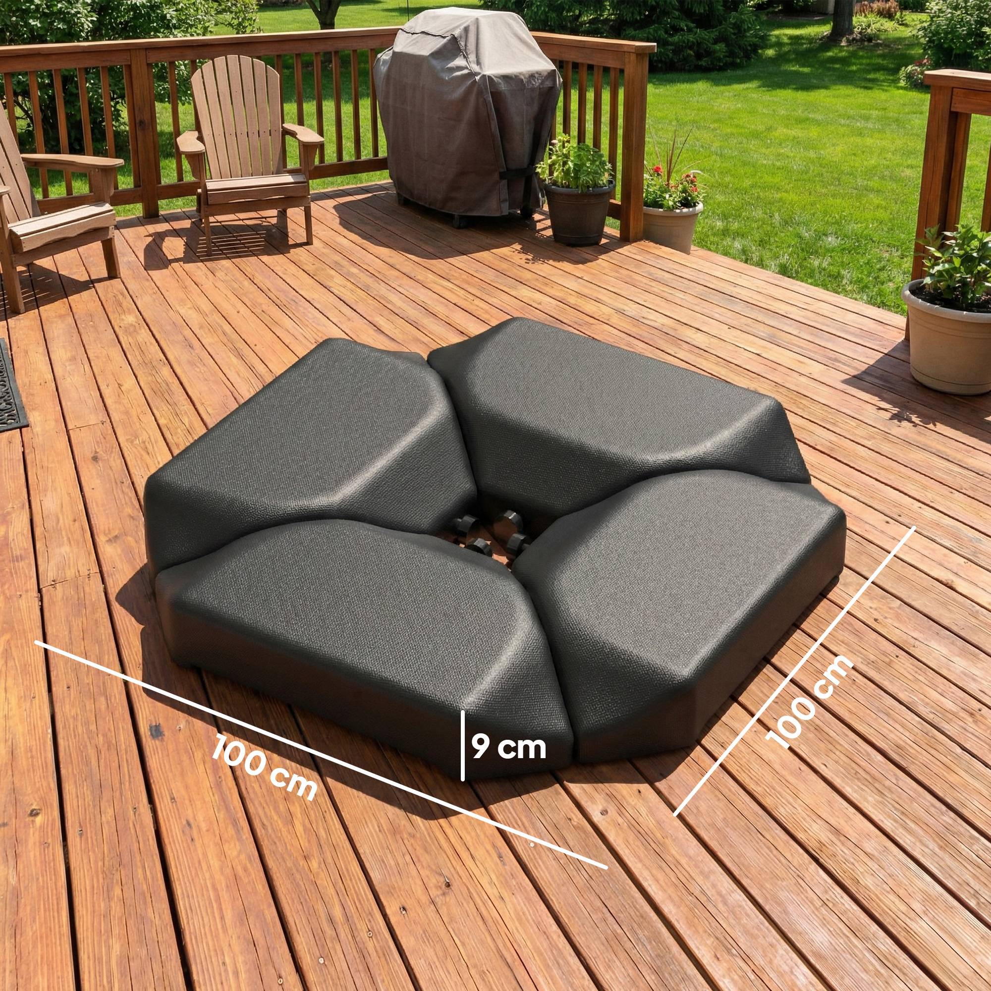 Base de parasol déporté en PEHD 4 parties, lestage eau 77 kg ou sable 100 kg, support stable - Image 5