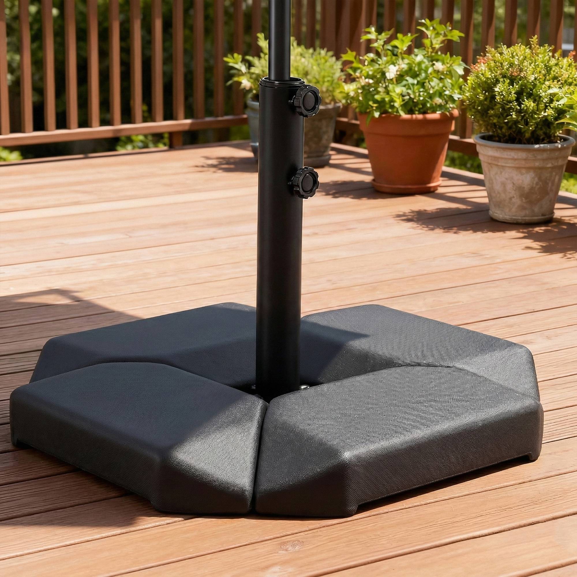 Base de parasol déporté en PEHD 4 parties, lestage eau 77 kg ou sable 100 kg, support stable - Image 3