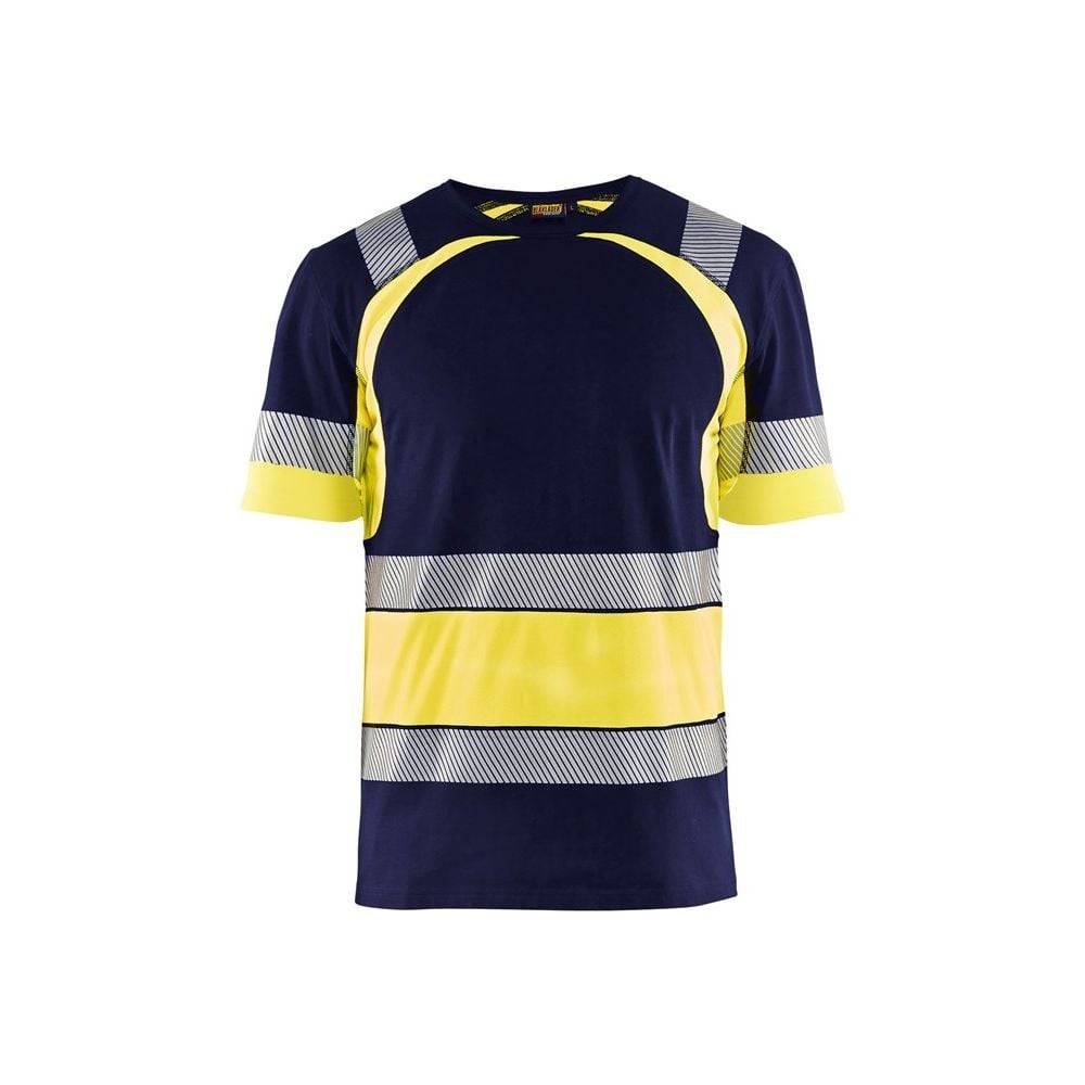 T-shirt de travail haute visibilité Blaklader 100% coton Marine / Jaune M