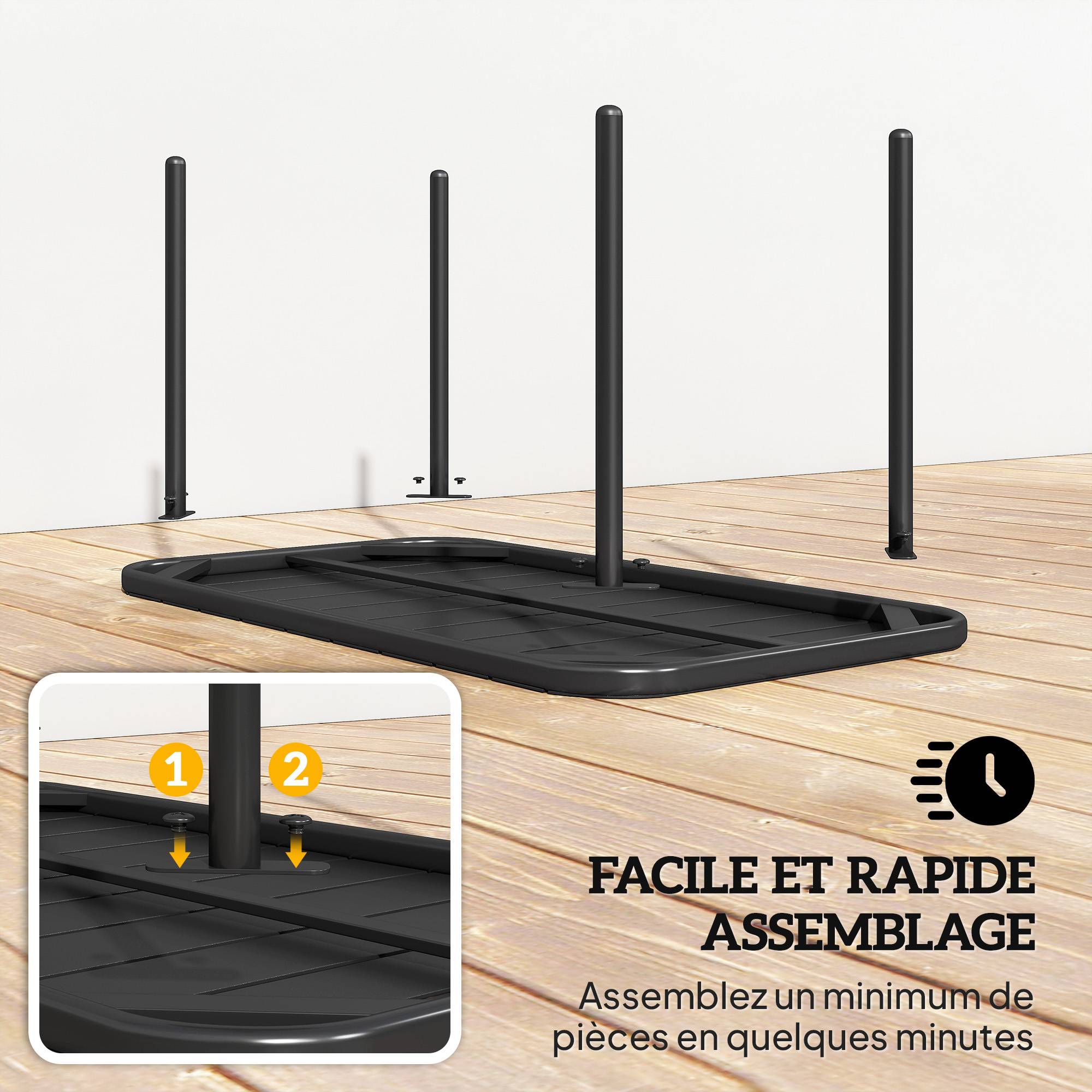 Table basse de jardin acier galvanisé noir 90 x 50 x 43 cm - PANGIVO - Image 9