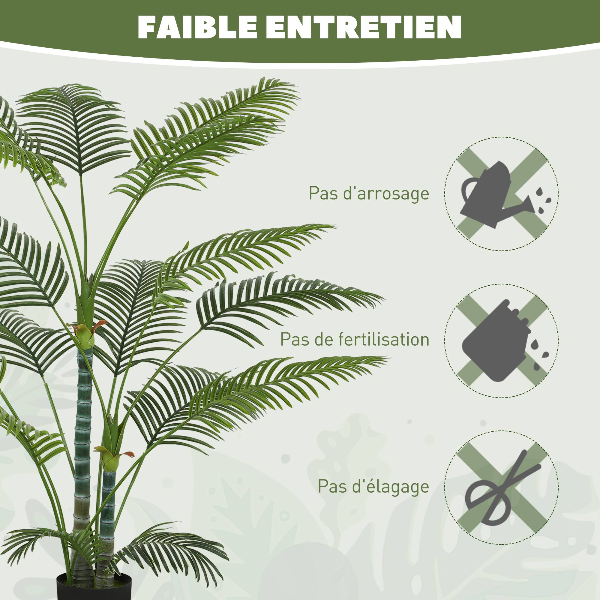 Plante artificielle intérieure 170 cm, palmier arbre artificiel avec pot en plastique et flocage, vert - Image 8