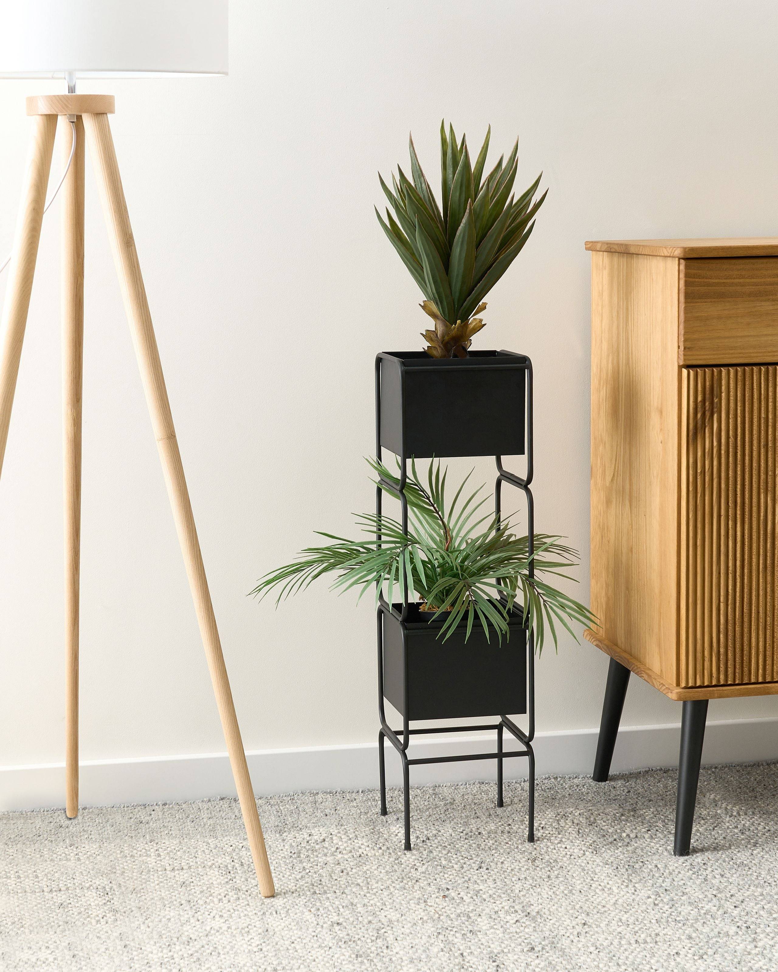 Beliani - Cache-pot d'intérieur Métal Noir COTINUS - 20x20x75- Beliani