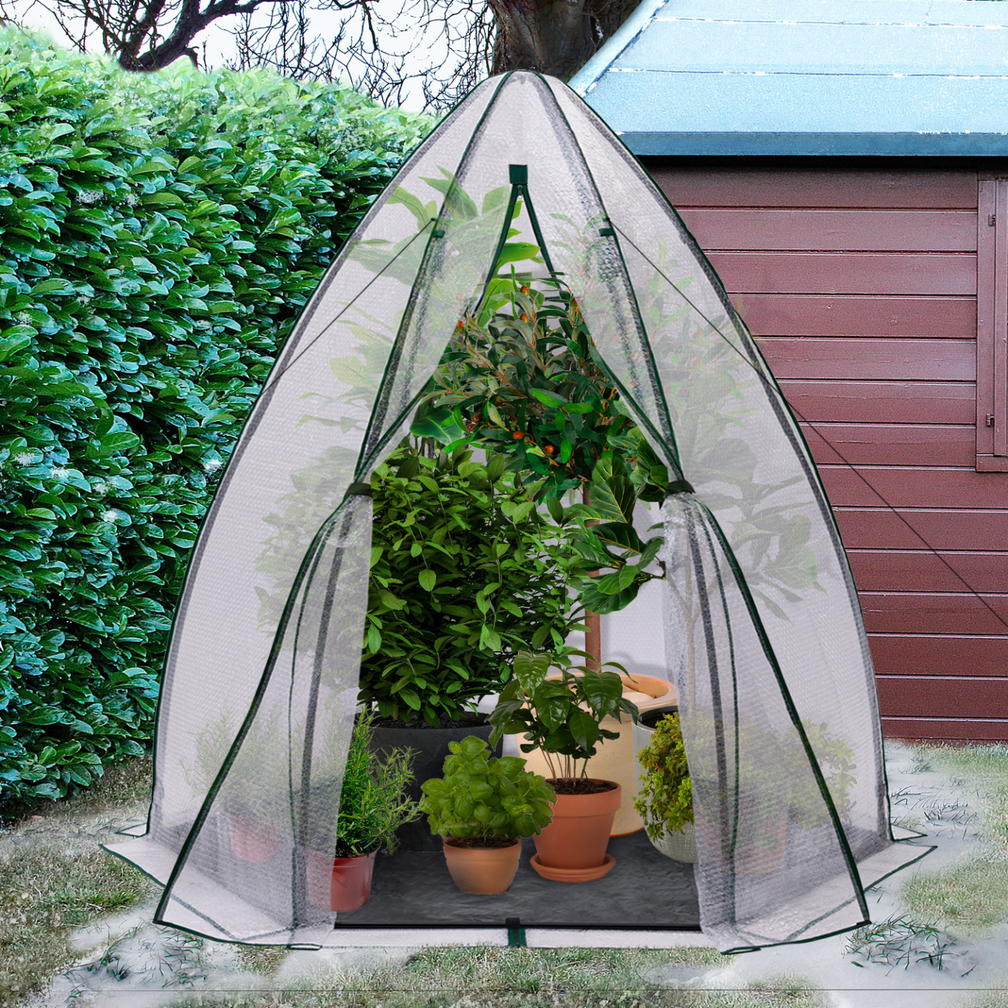 IDMARKET - Serre d'hivernage dôme bâche bulle 160 x 160 x 180 cm maxi chaleur balcon et terrasse - Image 1