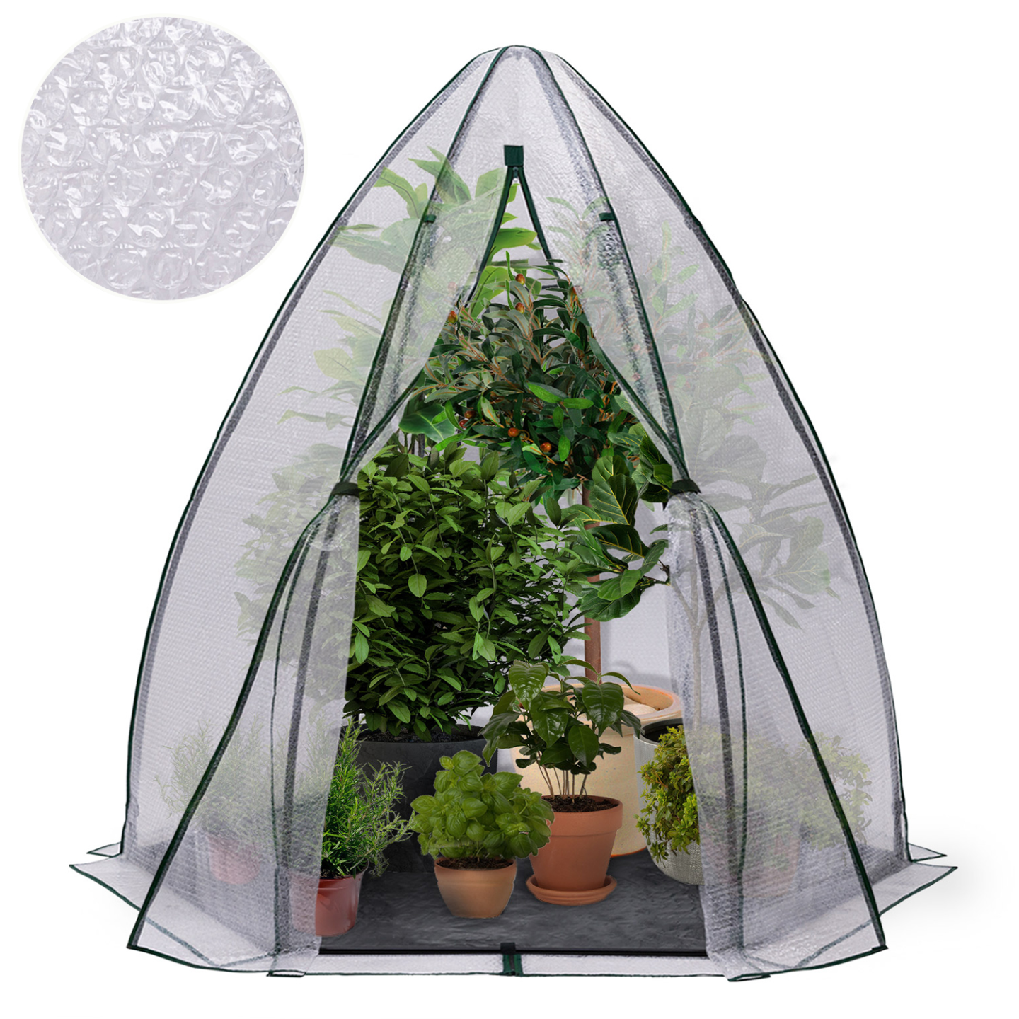 IDMARKET - Serre d'hivernage dôme bâche bulle 160 x 160 x 180 cm maxi chaleur balcon et terrasse - Image 2