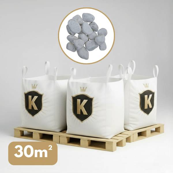 King Matériaux - Galet blanc 60/100 mm – Pack 3 Big Bag +/- 1,5T – 30 m² - Image 1