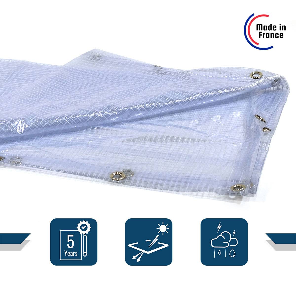 Bâche Serre 2,1x4,5 m SP400SE - Garantie 5 ans - Bâche Armée Transparente étanche pour Serre - Made in France TECPLAST - Image 3