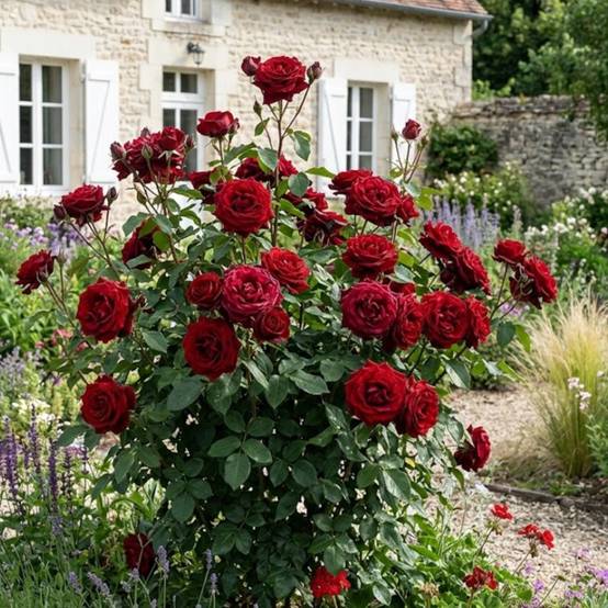 Rosier à grandes fleurs Bertrand Amoussou® 'Reuhug' à fleurs Rouge - feuillage Caduc - Pot de 7,5L- hauteur à maturité De 1,00 m à 1,50 m - Image 2