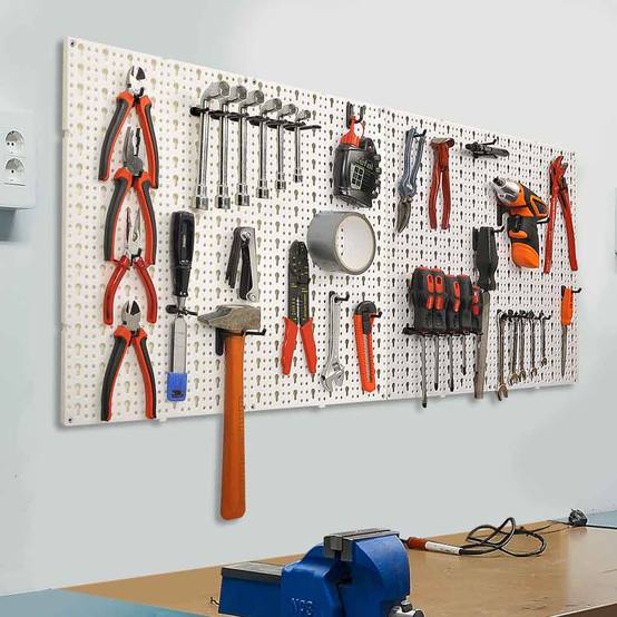 Panneaux muraux de rangement pour outils + crochets - Image 7