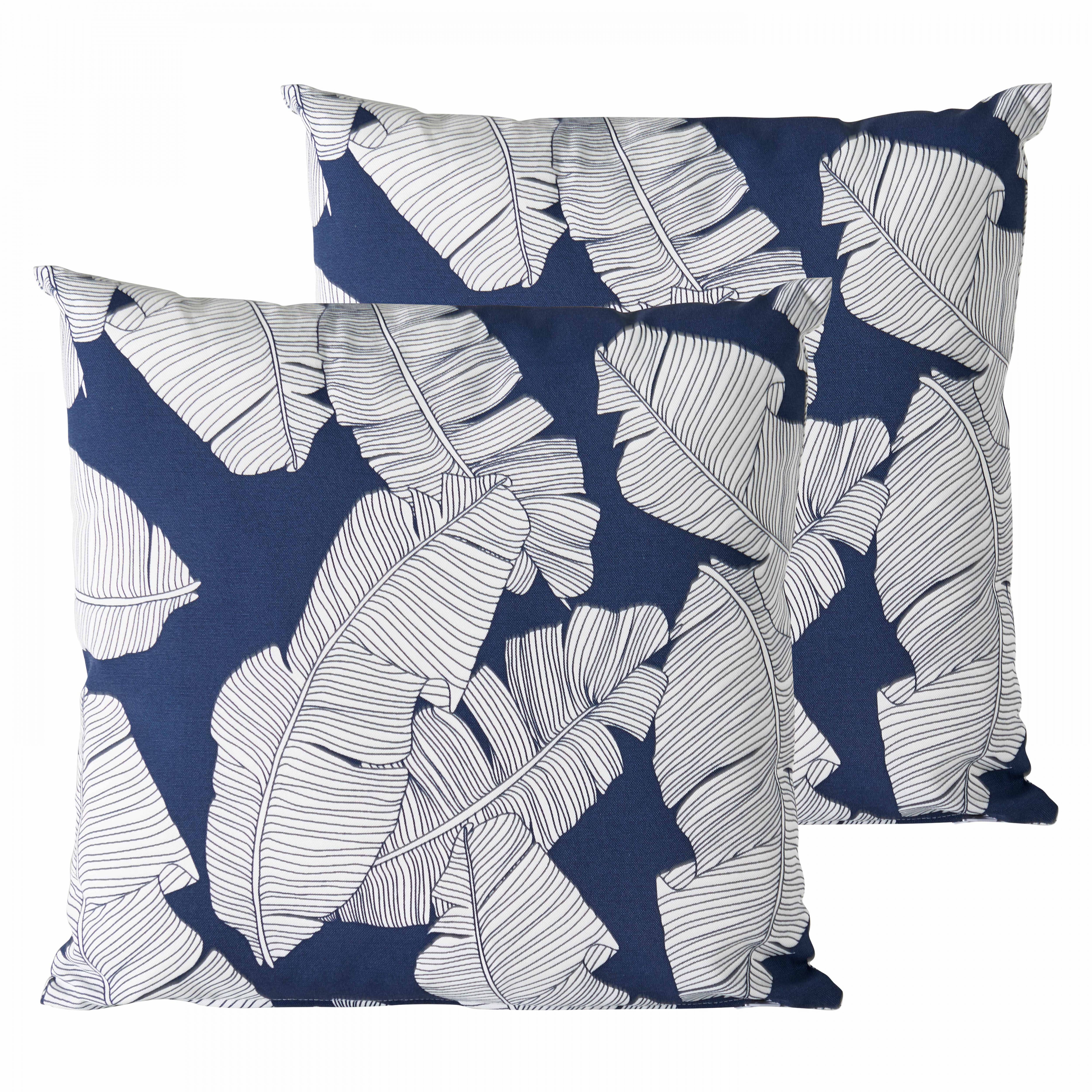 Oviala - Lot de 2 coussins carrés polyester abaca bleu 45x45x8 cm Quito - Oviala - Image 1