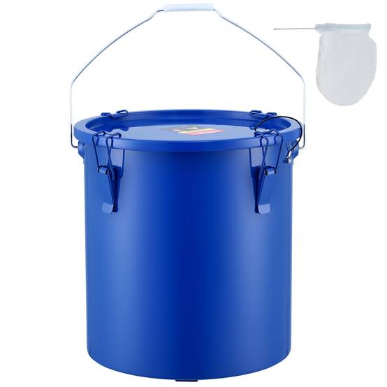 VEVOR Collecte huile graisse usagée 22,7 L, acier carbone, couvercle, filtre. Bleu. - Image 1