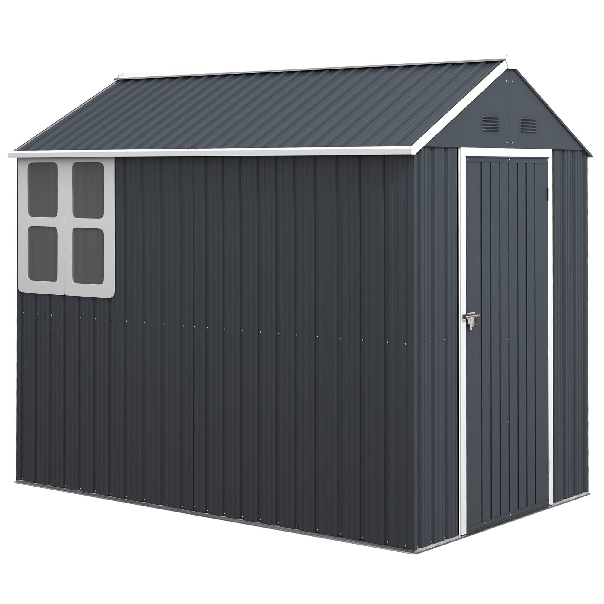 Abri de jardin acier extérieur terrasse stockage avec fenêtre 4m2 gris foncé - ComfortXL Outdoor Living - Image 2