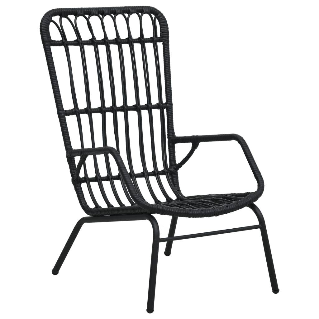 Fauteuil de Jardin Résine Tressée et Acier Style Naturel pour Patio Terrasse Noir – ComfortXL Outdoor Living - Image 1