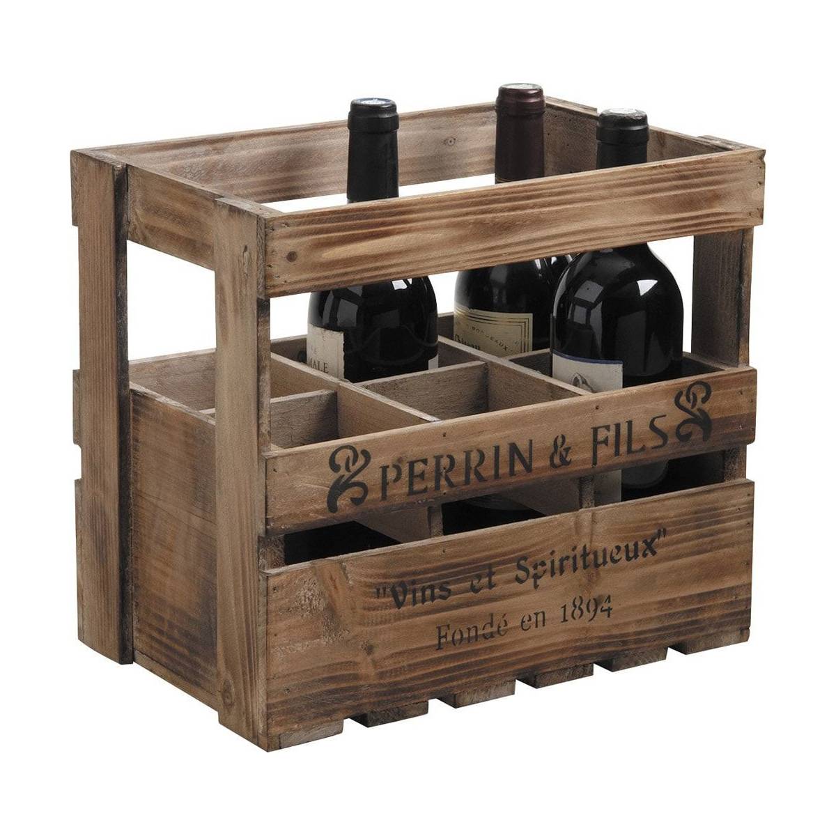 Aubry Gaspard - Caisse en bois vieilli 6 bouteilles Perrin et Fils - Image 1