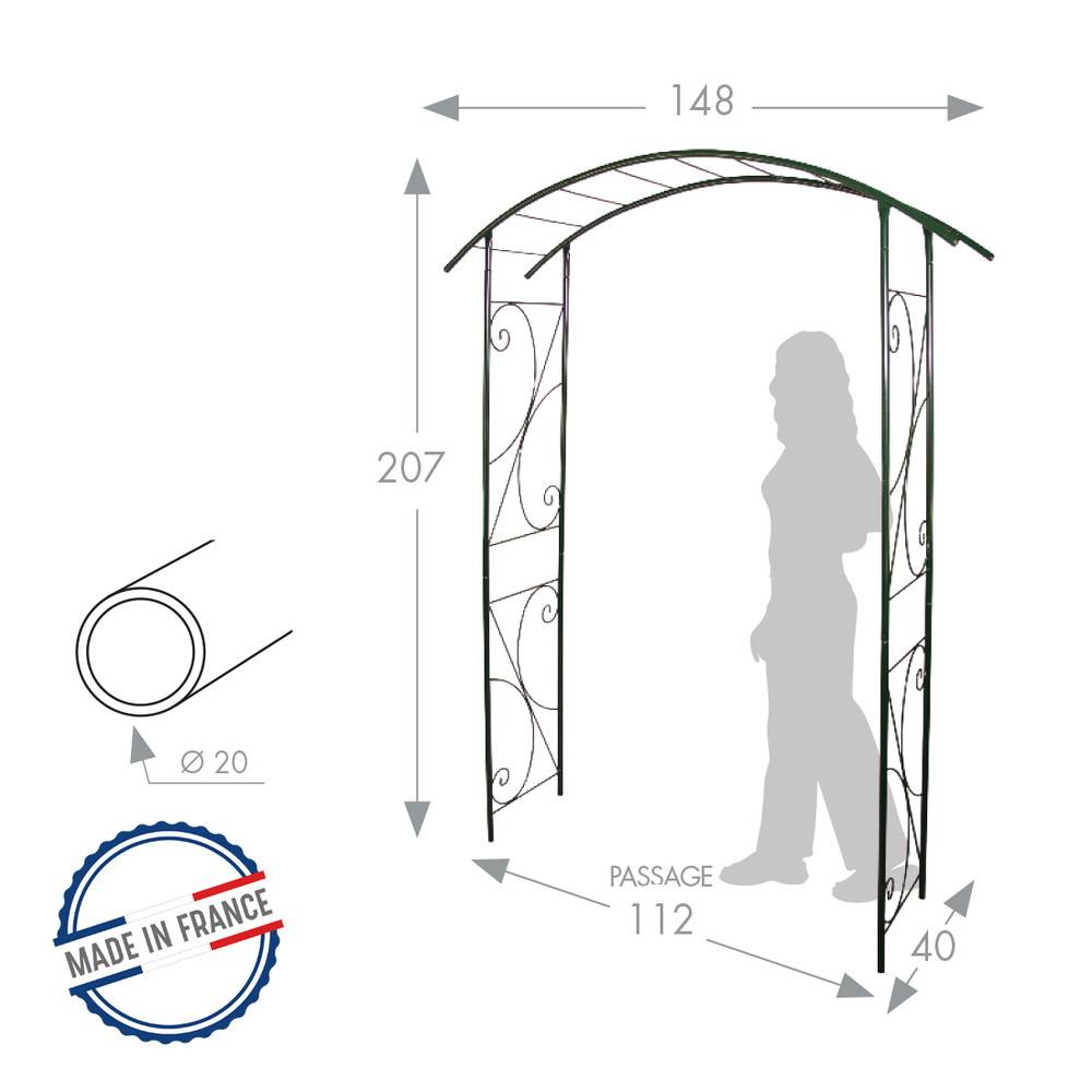 Louis Moulin - Arche tube ROND20 pont fer vieilli - 148x40x207 cm - Acier époxy Louis Moulin - Image 2