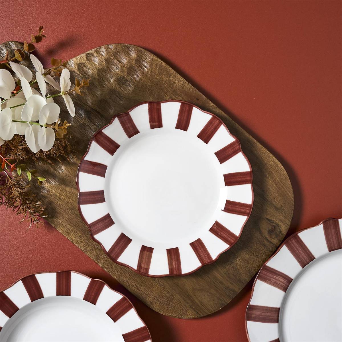 Cook Concept - Lot de 6 Assiettes à Dessert "Cleo" 19cm Bordeaux & Blanc - Image 3