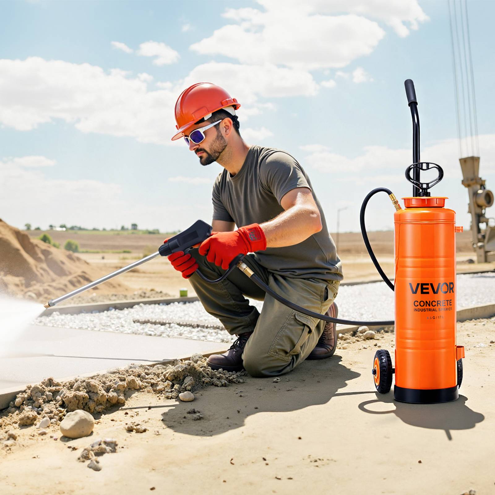 Vevor - VEVOR Pulvérisateur Acier Inoxydable Industriel Béton sur Chariot Amovible 17 L - Image 8