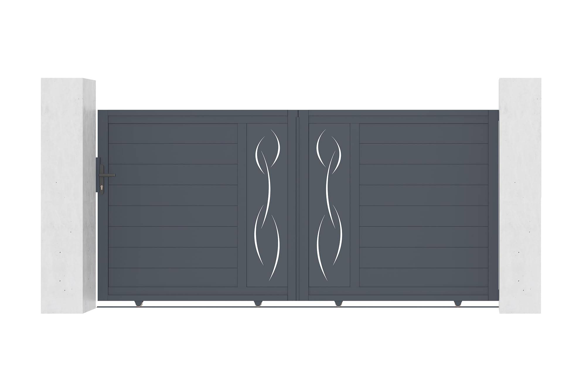 CASANOOV - Casanoov Portail coulissant 3m LIFE H.140 cm aluminium gris + 2 poteaux ELDA + motorisation Ranger C300 - Image 1