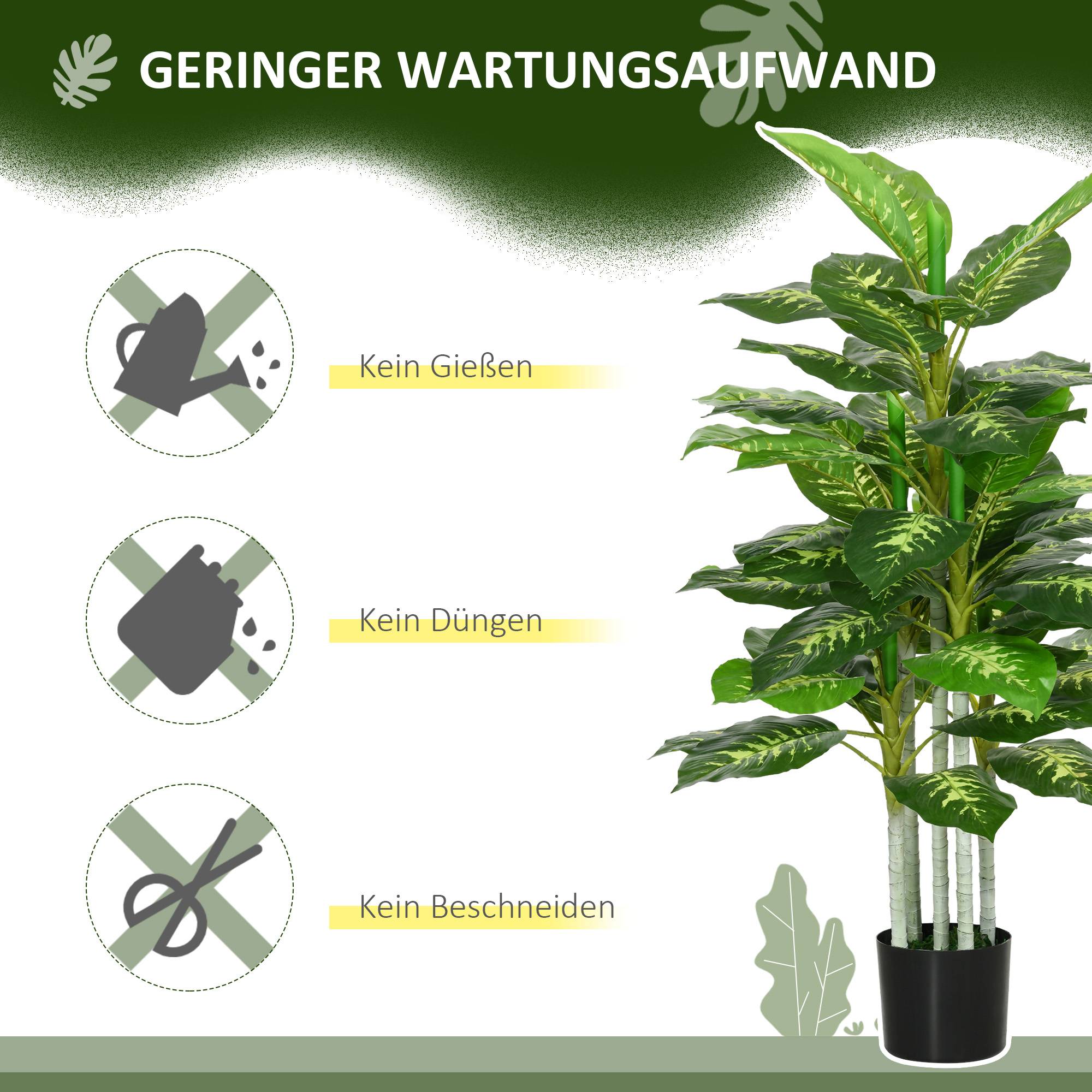Sans Marque - Plante artificielle, plante en plastique, pot en ciment, intérieur/extérieur, 120 cm, vert - Image 8