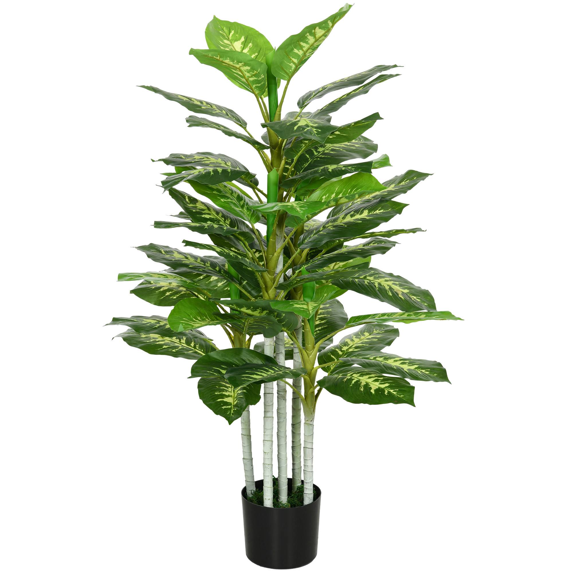 Sans Marque - Plante artificielle, plante en plastique, pot en ciment, intérieur/extérieur, 120 cm, vert - Image 2