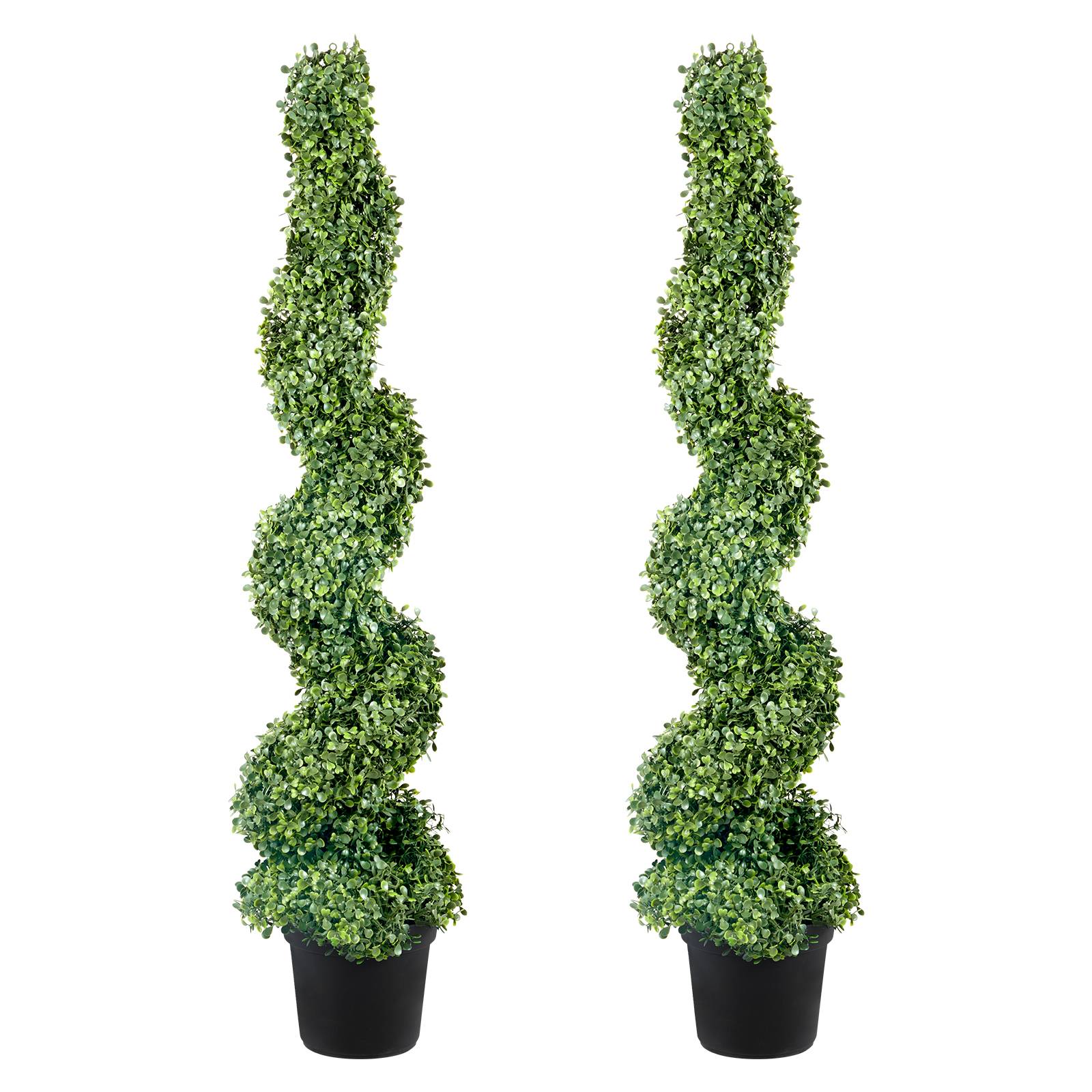 VEVOR Buis topiaire artificiel 122 cm, extérieur spirale. 2 plantes PE, feuilles remplaçables. Décoration. - Image 1