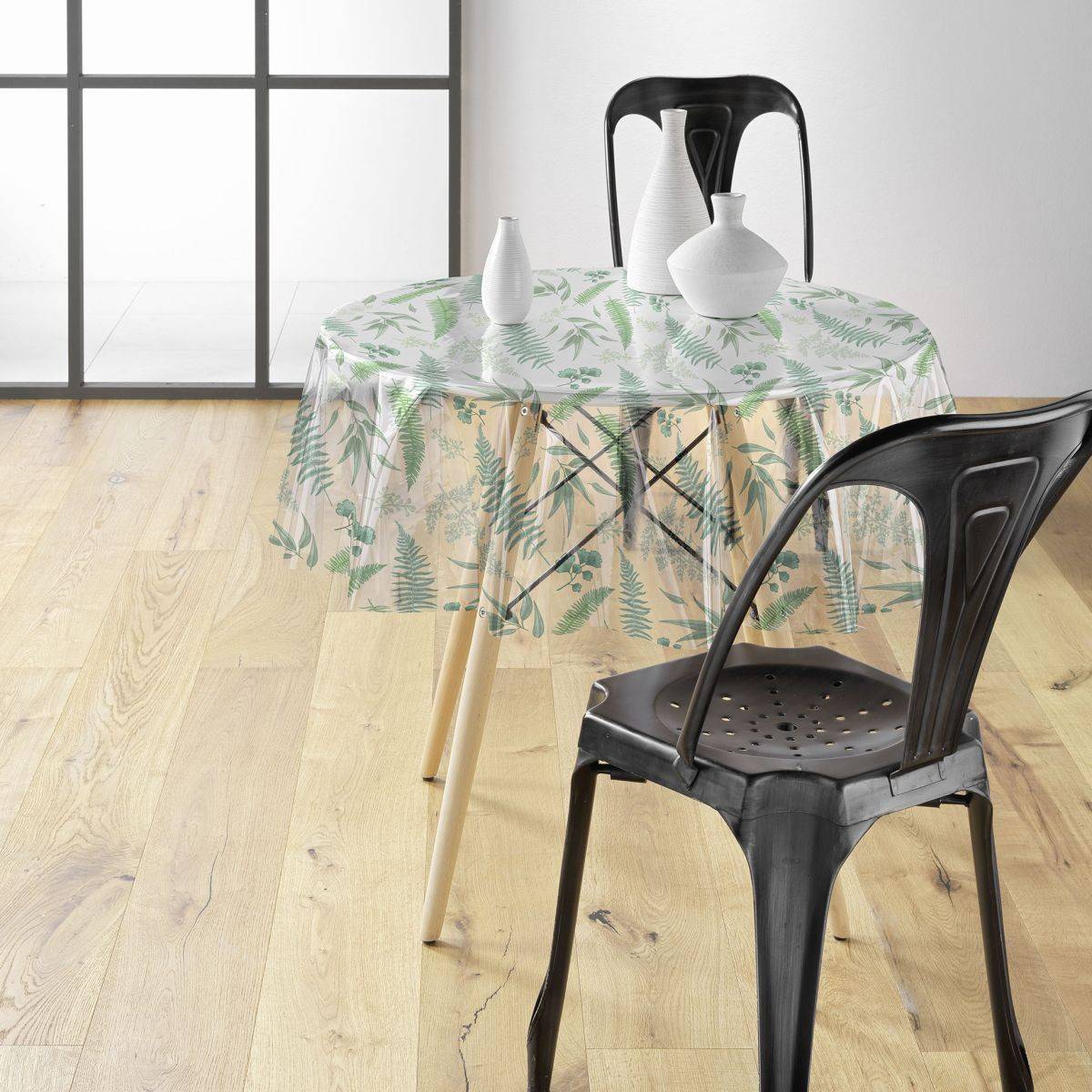 Nappe Toile Cirée Ronde "Aurea" 140cm Vert - Image 1