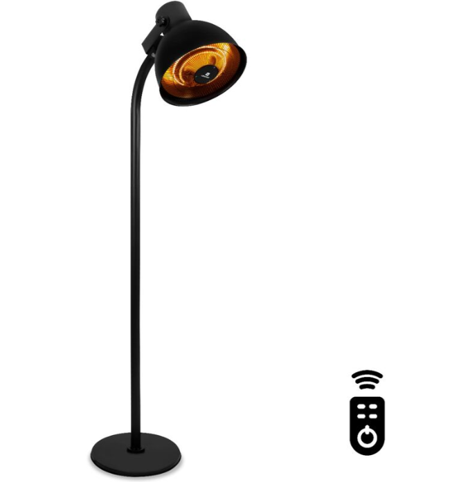 Chauffe terrasse électrique avec télécommande 2000W Noir LUMINA