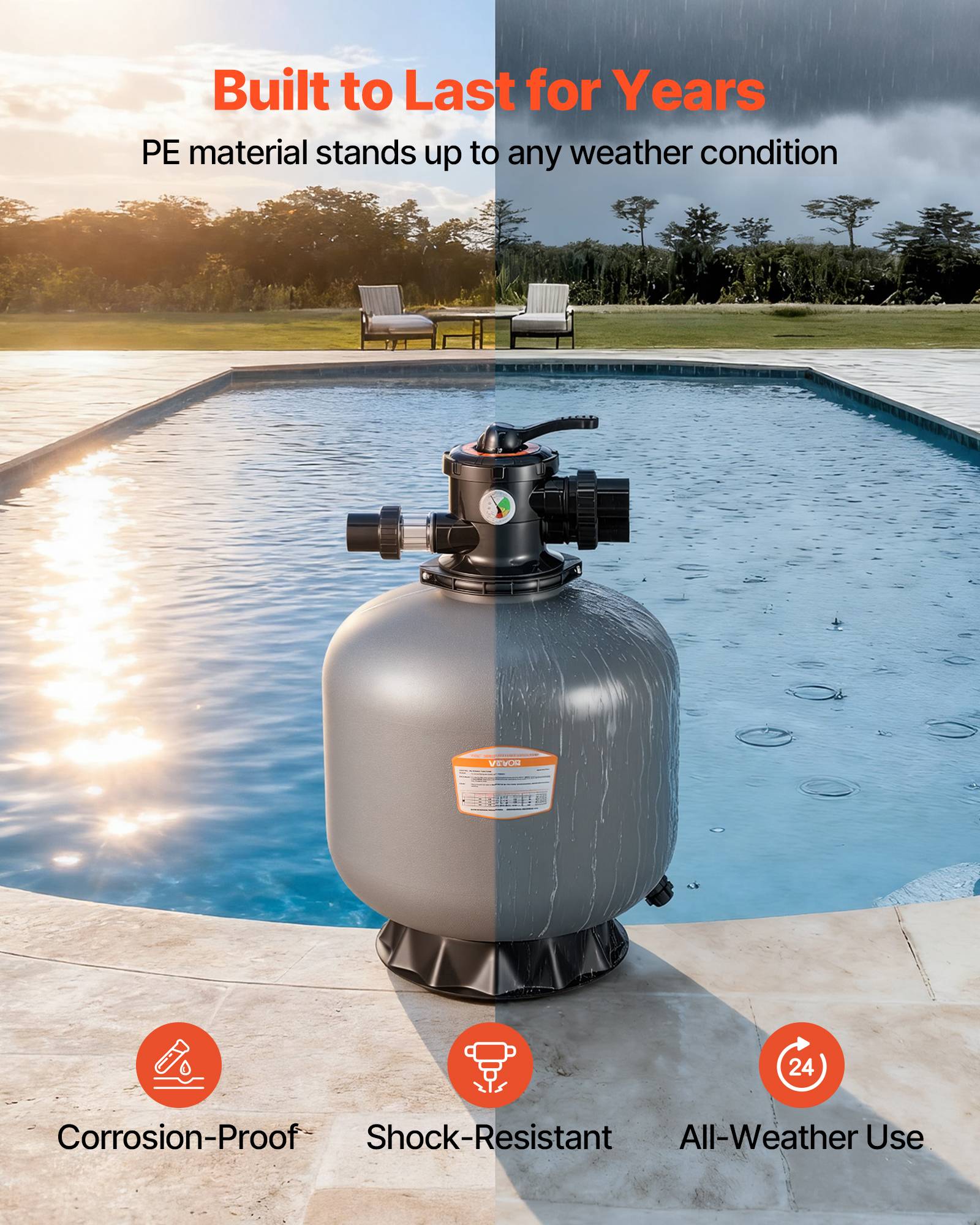 Vevor - VEVOR Filtre à sable 50,8 cm pour piscine 189,3 L/min, vanne 7 voies, compatible hors sol et creusée - Image 4