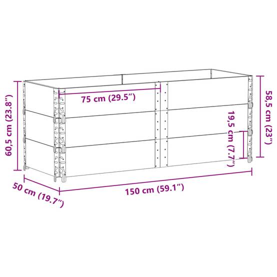 Jardinière de jardin bois de pin gris 150 x 50 x 60.5 cm - PANGIVO - Image 8