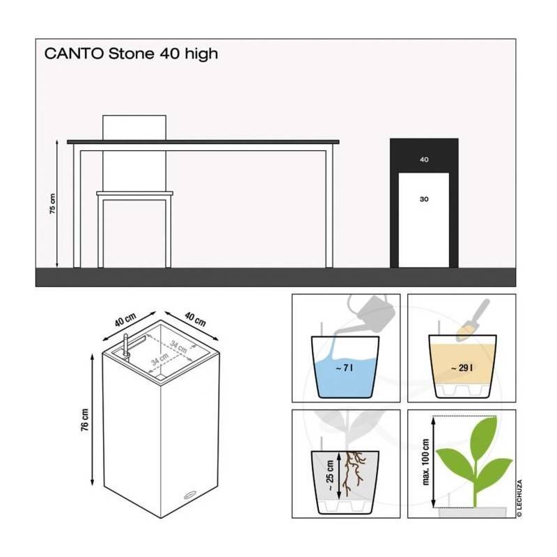 Lechuza - Pot De Fleur Lechuza Canto Stone Colonne 40 - Kit Complet, Blanc Quartz - Image 3