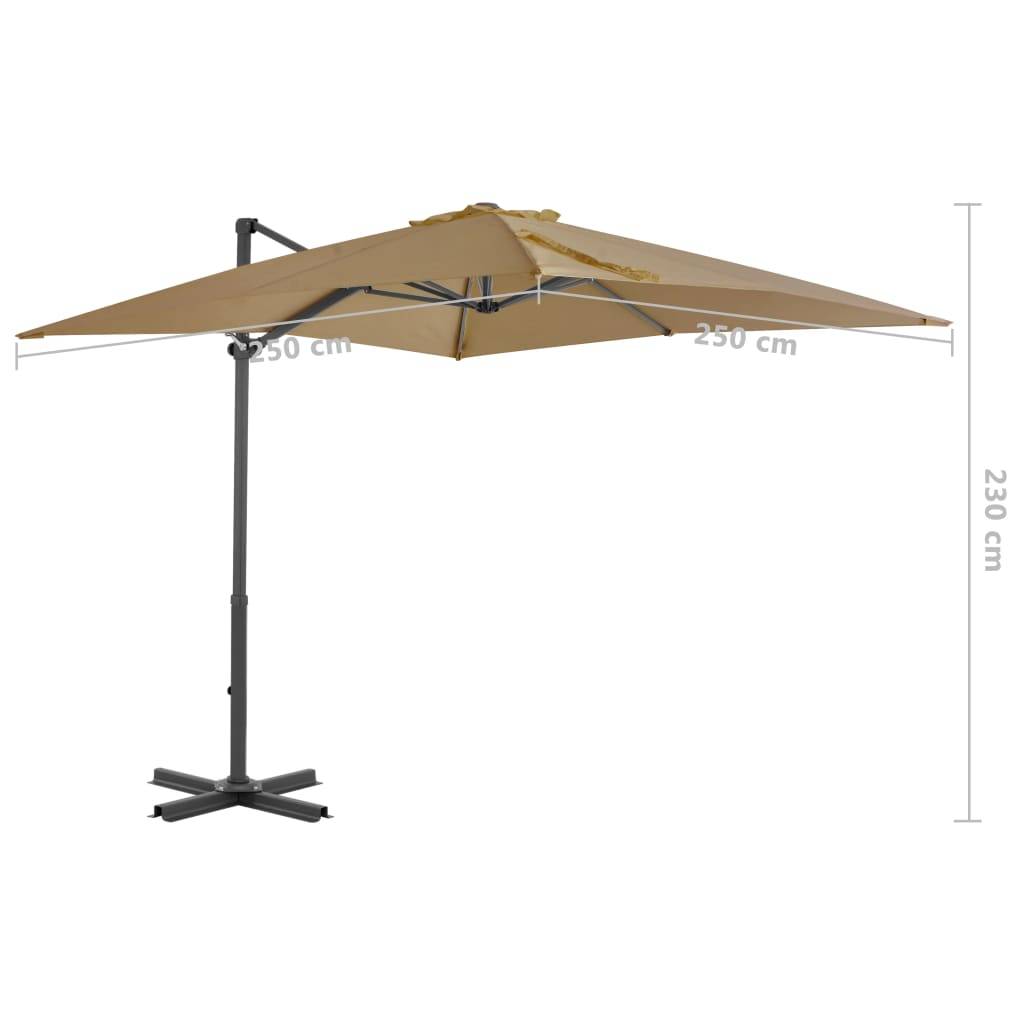 Helloshop26 - Parasol meuble de jardin en porte-à-faux et mât en aluminium 250 x 250 cm taupe - Image 7