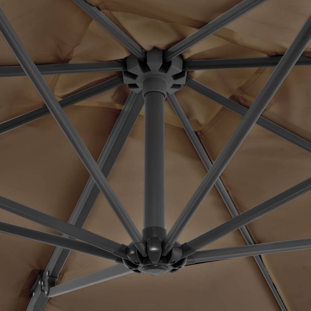 Helloshop26 - Parasol meuble de jardin en porte-à-faux et mât en aluminium 250 x 250 cm taupe - Image 5