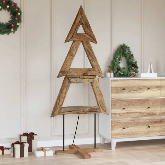 Maison Chic - Sapin de Noël | Arbre de Noël avec support Marron 180 cm Bois de teck solide Maison Chic - Image 4