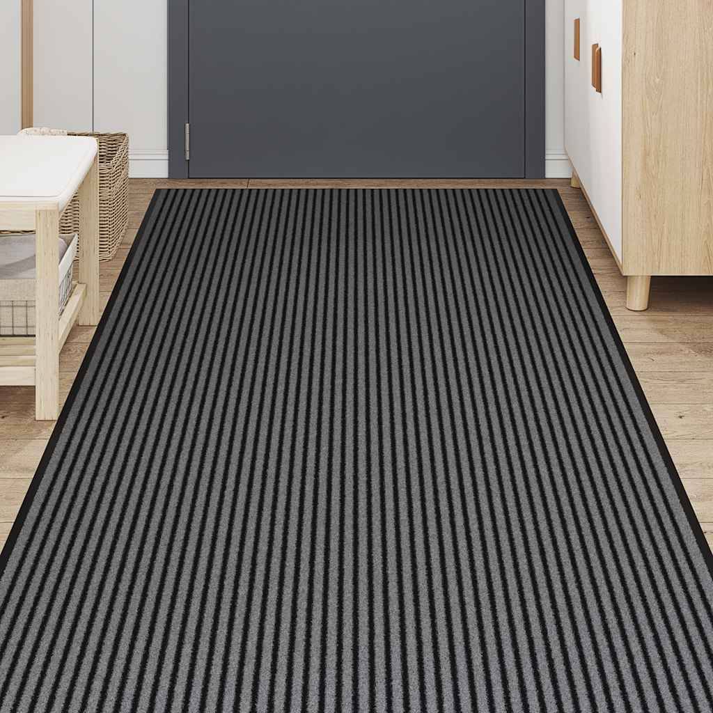 Très Grand Tapis d'Entrée Rayé Antidérapant pour Magasin et Bureau Noir Gris 115x500 cm – ComfortXL Outdoor Living - Image 3
