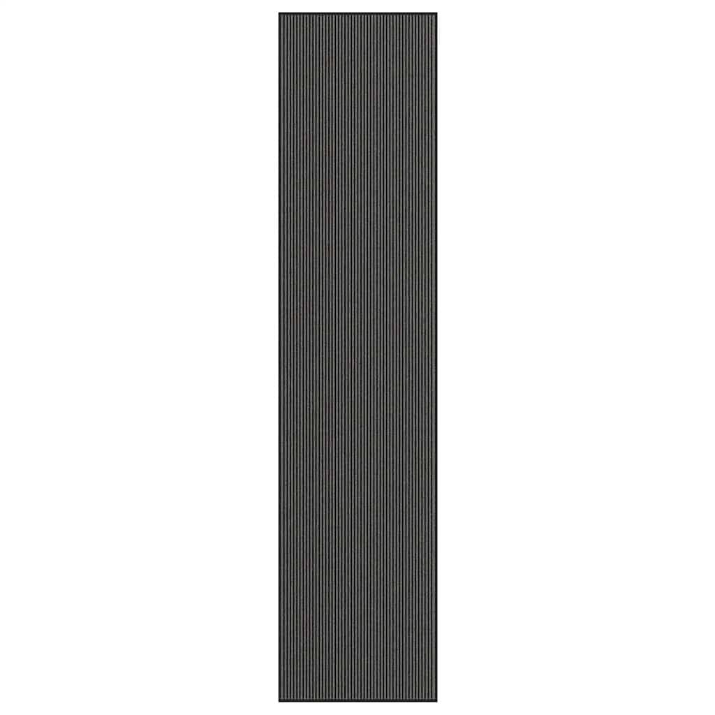 Très Grand Tapis d'Entrée Rayé Antidérapant pour Magasin et Bureau Noir Gris 115x500 cm – ComfortXL Outdoor Living - Image 1
