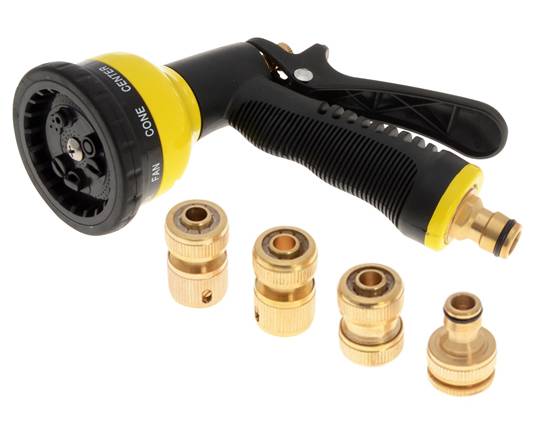 Faithfull - Pistolet d'arrosage avec jeu de 4 raccords en laiton Faithfull