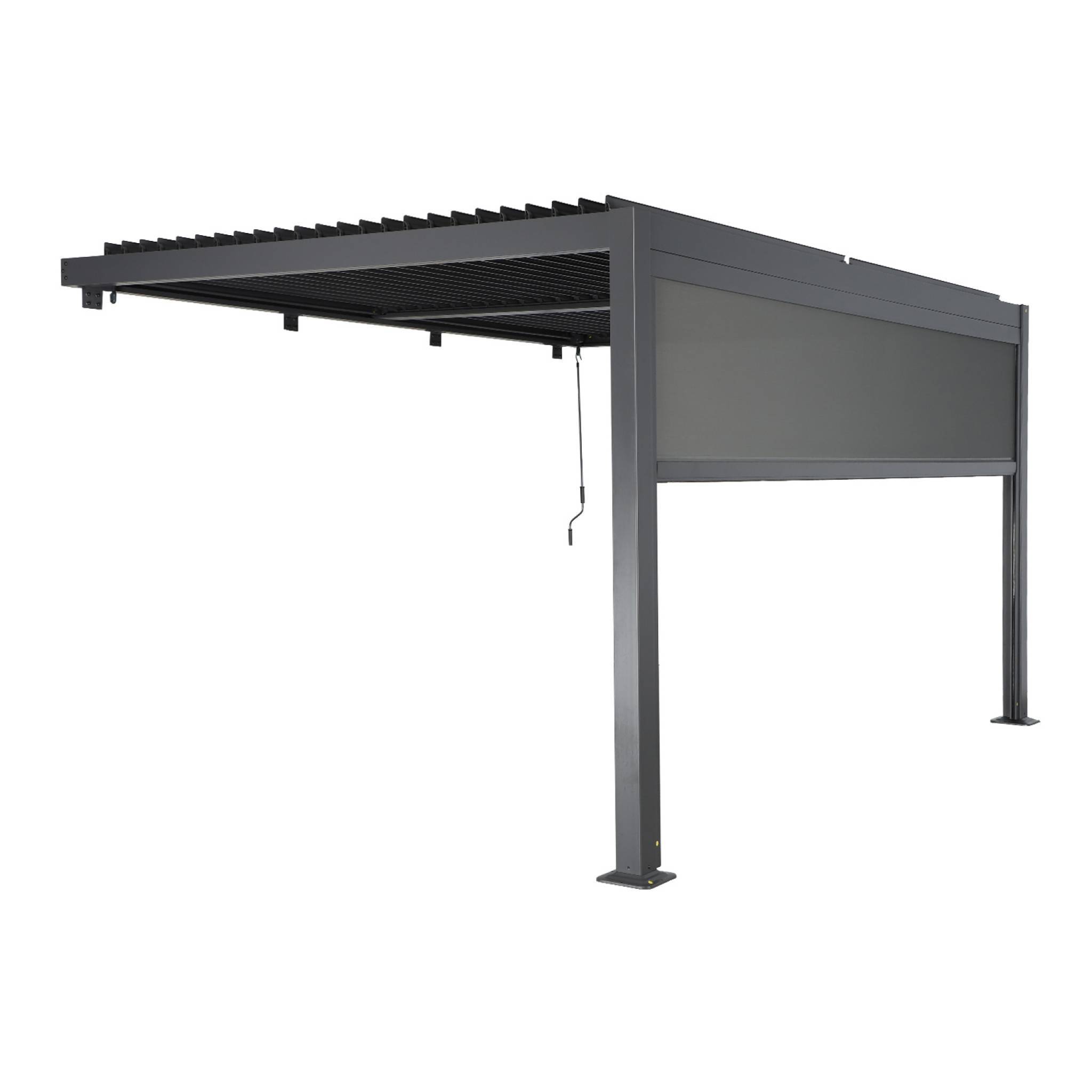 sweeek - Pergola bioclimatique aluminium adossée 4x3m anthracite + 1 store 4m Palace | sweeek - Image 3