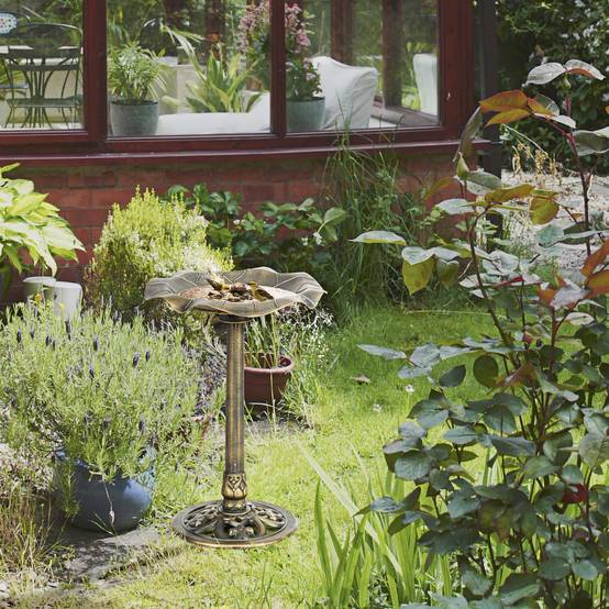 Abreuvoir oiseaux plastique jardin mangeoire bain extérieur 50x71cm bronze - ComfortXL Outdoor Living - Image 1