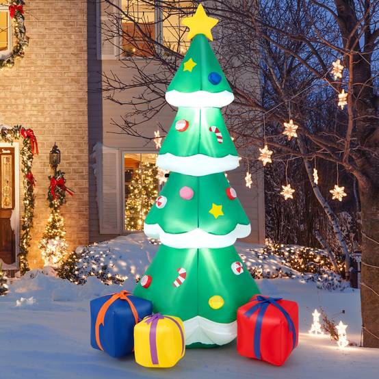 Sapin de Noël Gonflable 180CM avec 3 Paquets Décorations avec LED Arbre de Noël avec Sac de Sable - Image 3