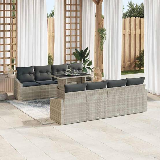 Lounge d'Extérieur avec Canapés 7 Pièces Gris Clair Moderne pour Patio et Espaces Verts – ComfortXL Outdoor Living - Image 3