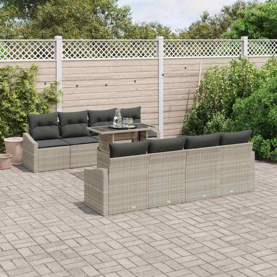 Lounge d'Extérieur avec Canapés 7 Pièces Gris Clair Moderne pour Patio et Espaces Verts – ComfortXL Outdoor Living - Image 1