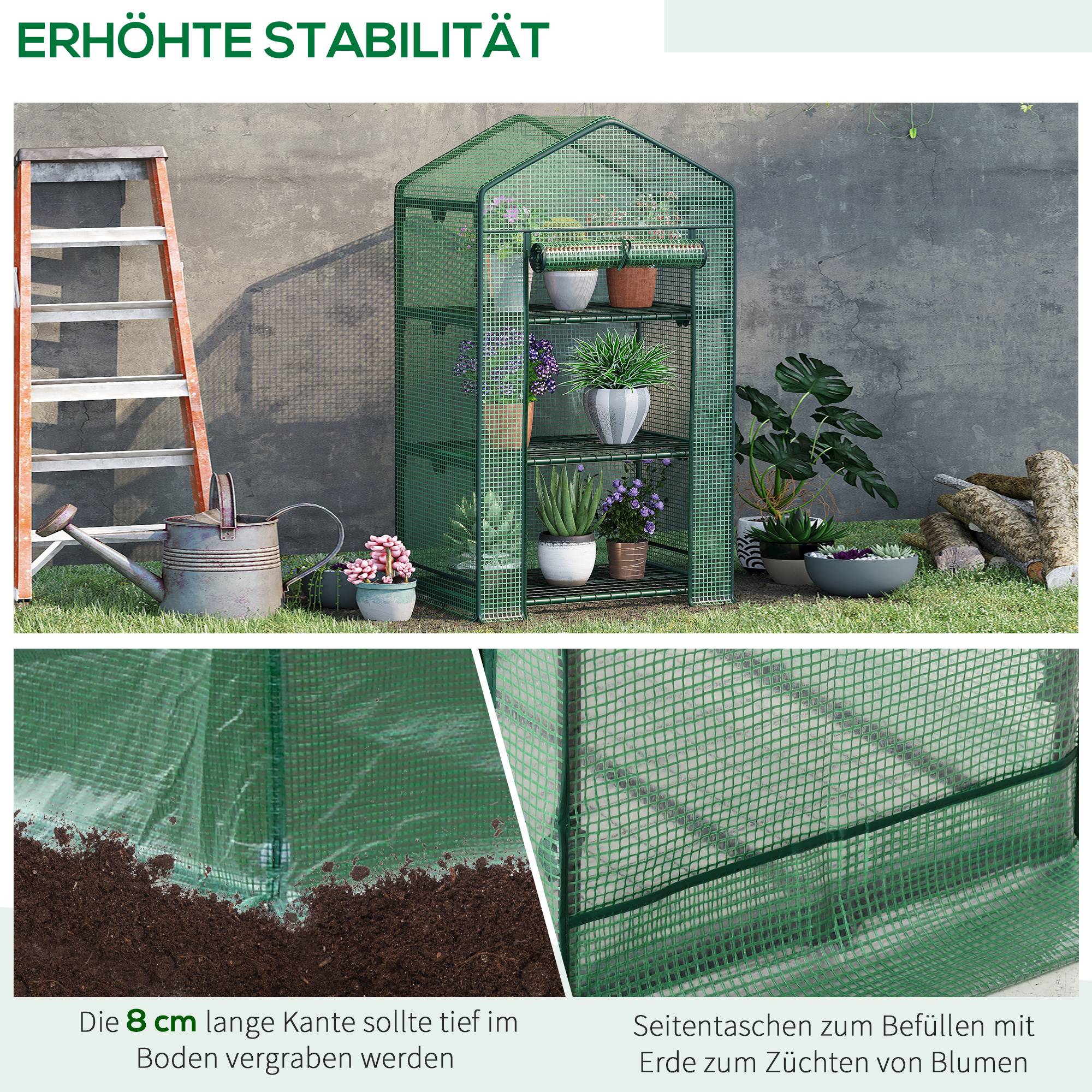 Sans Marque - Mini serre Outsunny semis bâche aluminium 3 étagères porte enroulable bac légumes serre jardin balcon - Image 9
