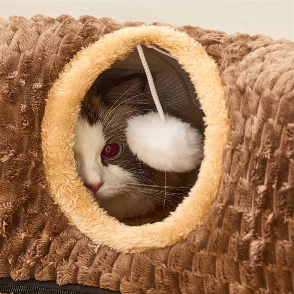 Tunnel et lit 2 en 1 pour chaton, en flanelle pp, pour jouer et dormir, encourage l'exercice Lytech - Image 3
