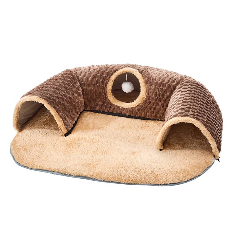 Tunnel et lit 2 en 1 pour chaton, en flanelle pp, pour jouer et dormir, encourage l'exercice Lytech - Image 1