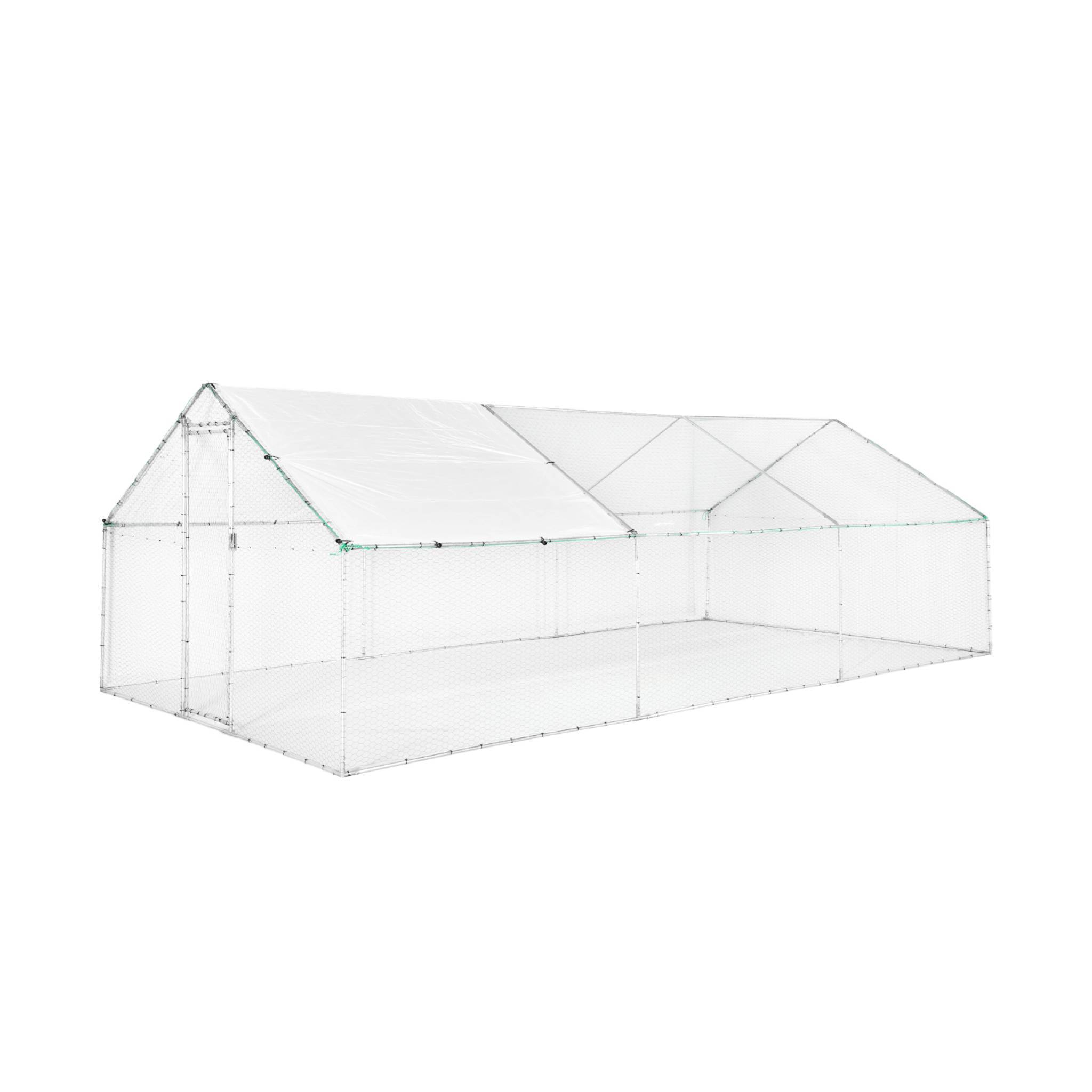 sweeek - Enclos poulailler 18 m² Babette acier galvanisé gris et vert avec porte sécurisée – Sweeek - Image 1